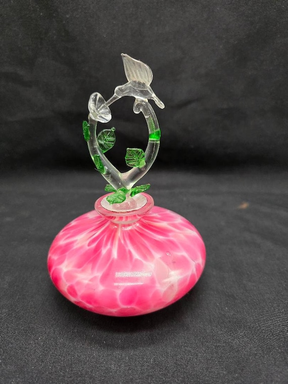 Vintage Hand Blown Glass Perfume Bottle with Hummi