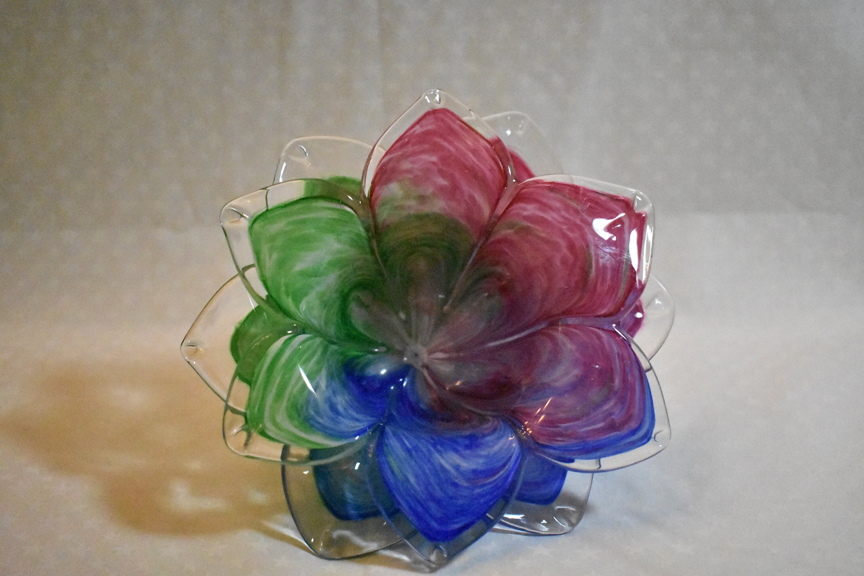 2 Vintage Multi color Murano glass flower petal bowls. Etsy