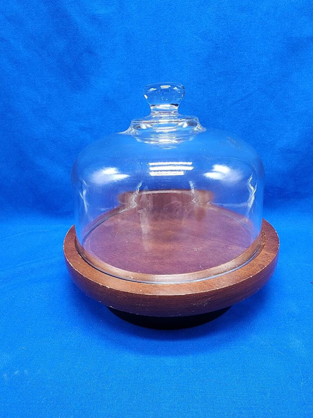 Vintage Goodwood Genuine Teak Wood Cheese Tray With Glass Dome Etsy