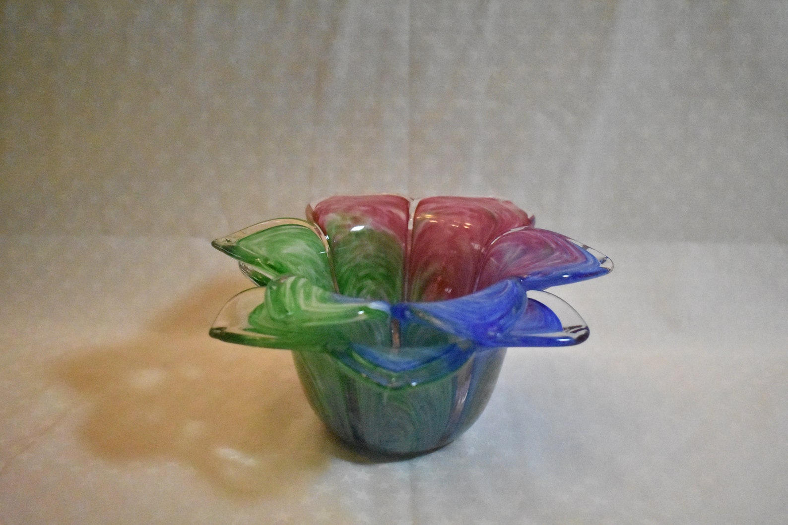 2 Vintage Multi color Murano glass flower petal bowls. Etsy