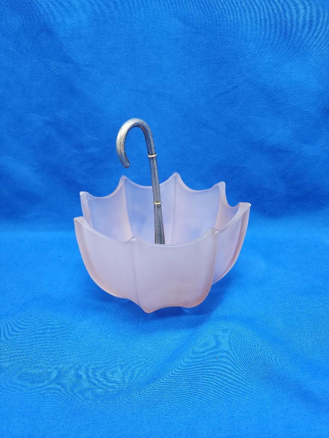 Mid 20th Century Frosted Pink Glass Umbrella Bowl Etsy