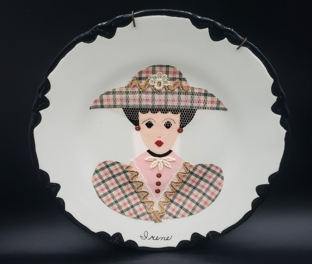 Vintage Kitchen Plates Lady Irene & Armando Folk Wall Art Etsy
