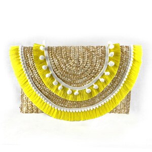 Ornate Fringe Clutch - Yellow