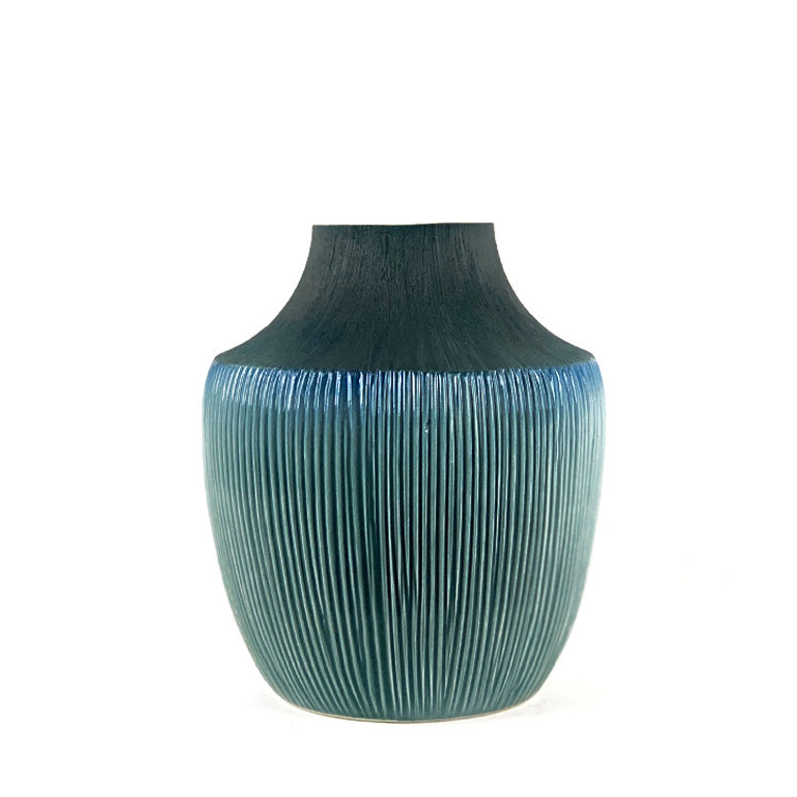 Textured Ceramic Blue Vase matte & Glossy Etsy