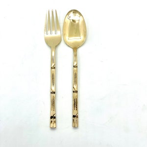Brass Dessert Flatware w/ Bamboo Detailing
