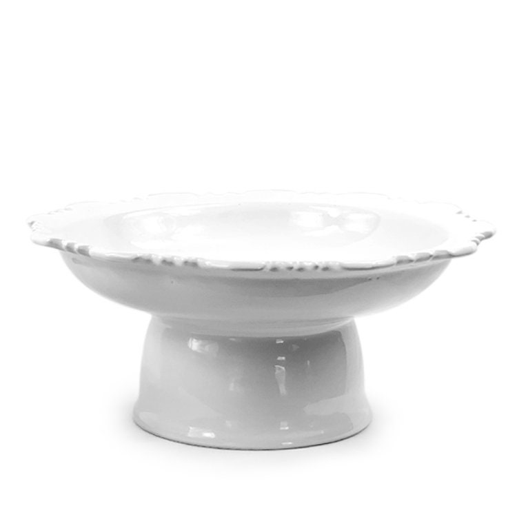 Large Scalloped Porcelain Pedestal Dish Etsy