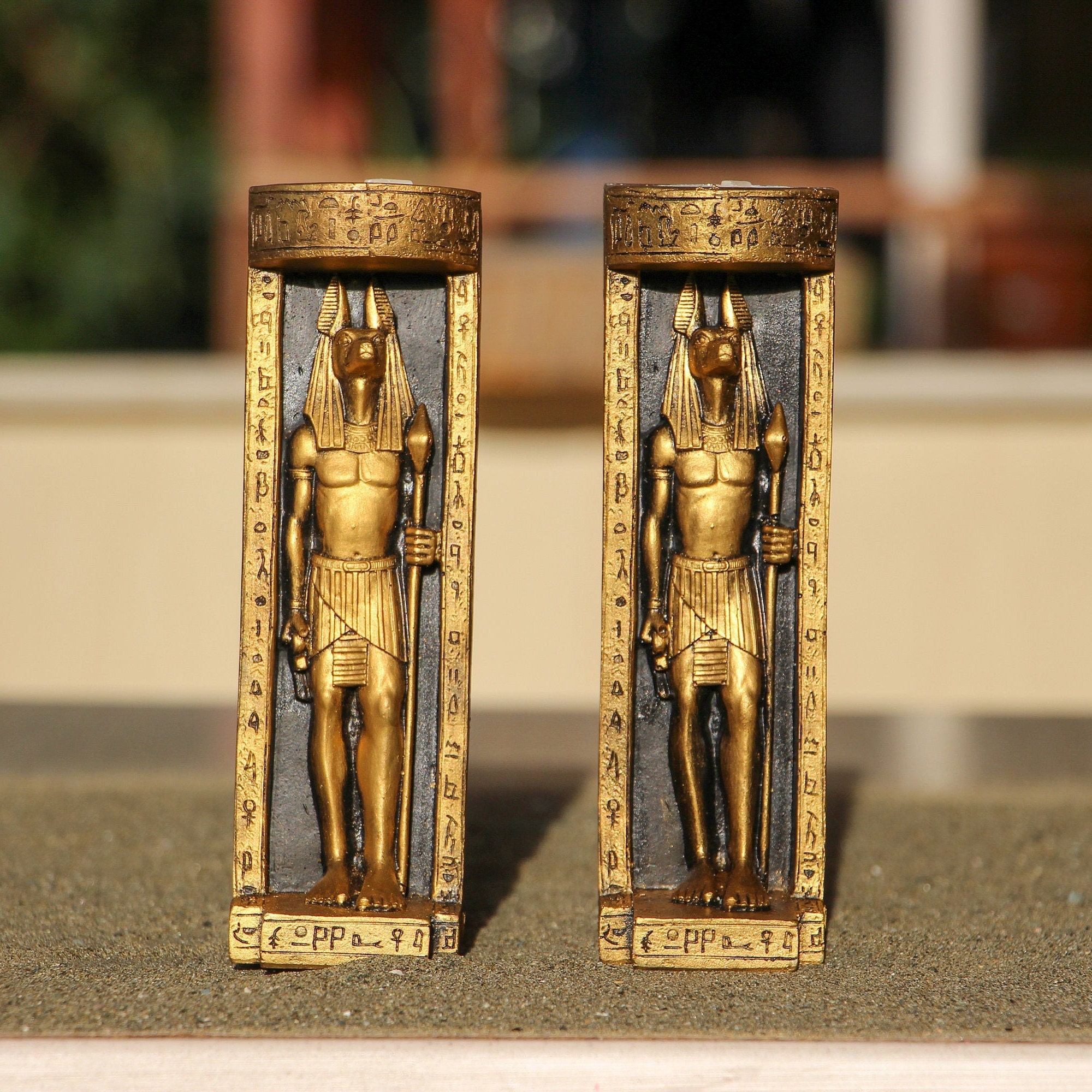 Anubis Candle Holder 7.48'' Figurine Egypt Pyramid Etsy