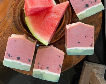 Sweet Summer Watermelon Scent Soap, Watermelon Soap with Shea and Cocoa Butter, Watermelon Soap with Organic Avocado Oil and Rice Brand Oil