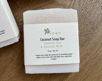 Organic Coconut Oil and Coconut Milk Soap, Organic Coconut Soap, Creamy soap made with cold pressed Organic Coconut Oil and Coconut Milk