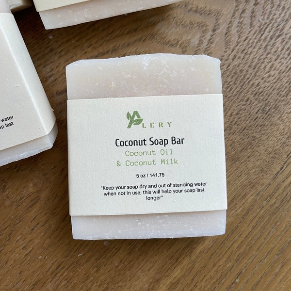 Organic Coconut Oil and Coconut Milk Soap, Organic Coconut Soap, Creamy soap made with cold pressed Organic Coconut Oil and Coconut Milk