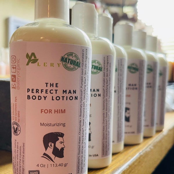 Organic body lotion for man, The Perfect Man body lotion, For dad, for brother, for son, for grandpa, for him body lotion, Moisturizing man