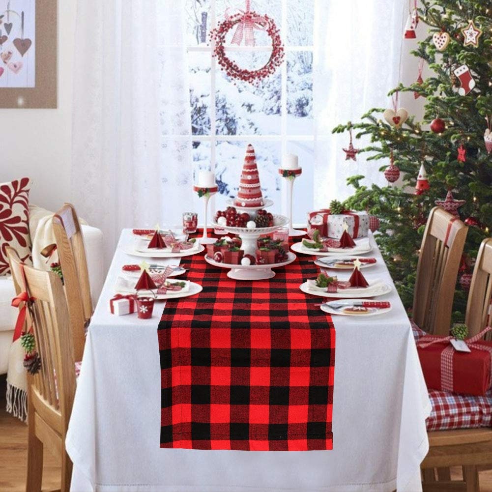Black and Red Buffalo Plaid table runner Fast ship Ships in Etsy