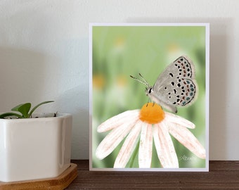 Abstract Butterfly Floral Greeting Card, Blank Butterfly Card, Nature Art Card, Floral Card, Daisy Card