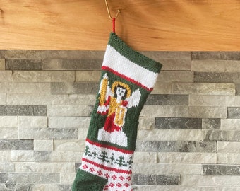 Handknit Archangel Christmas Stocking | Personalized | Made to Order