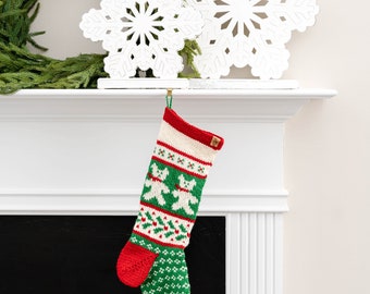 Handknit Teddy Bear Christmas Stocking | Personalized | Made to Order