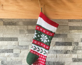 Handknit Holly Christmas Stocking | Personalized | Made to Order | Discontinued Material