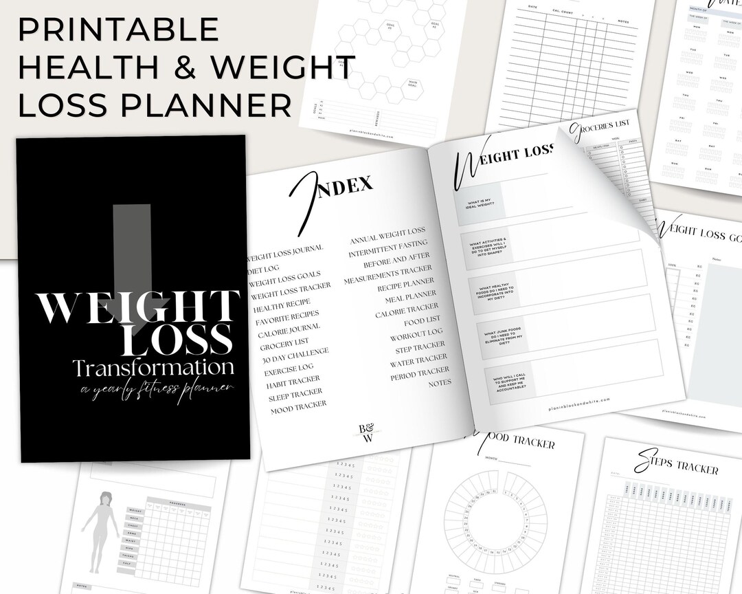Weight Loss Planner Printable| Fitness Tracker | Self Care | Meal ...