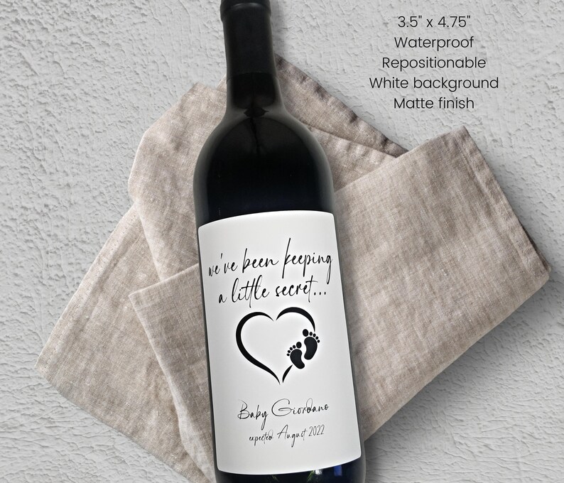 Baby Announcement Wine Bottle Label Personalized Pregnancy Etsy