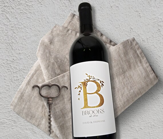 Personalized monogram wine bottle labels