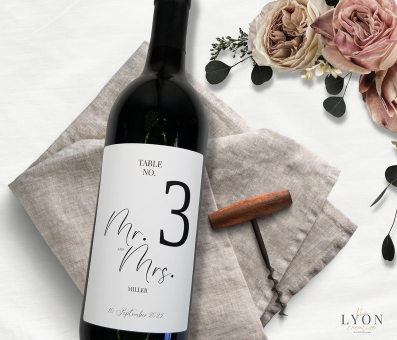Wedding Table Wine Bottle Labels Wedding Seating Chart Wine Etsy