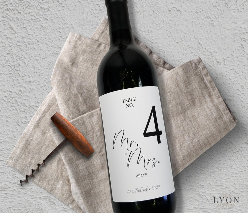 Wedding Table Wine Bottle Labels Wedding Seating Chart Wine Etsy