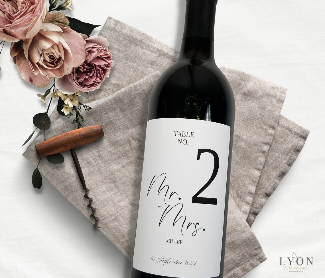 Wedding Table Wine Bottle Labels Wedding Seating Chart Wine Etsy