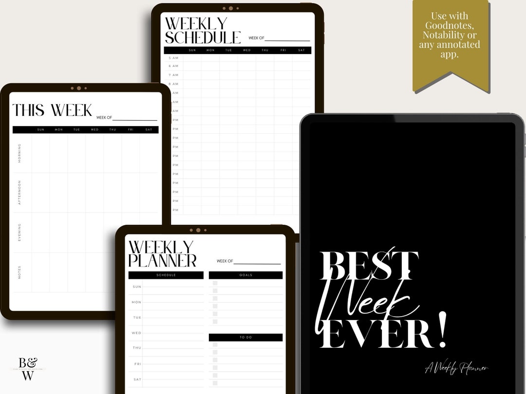 Weekly Digital Planner | Simple Digital Planner | Weekly Planner Page ...