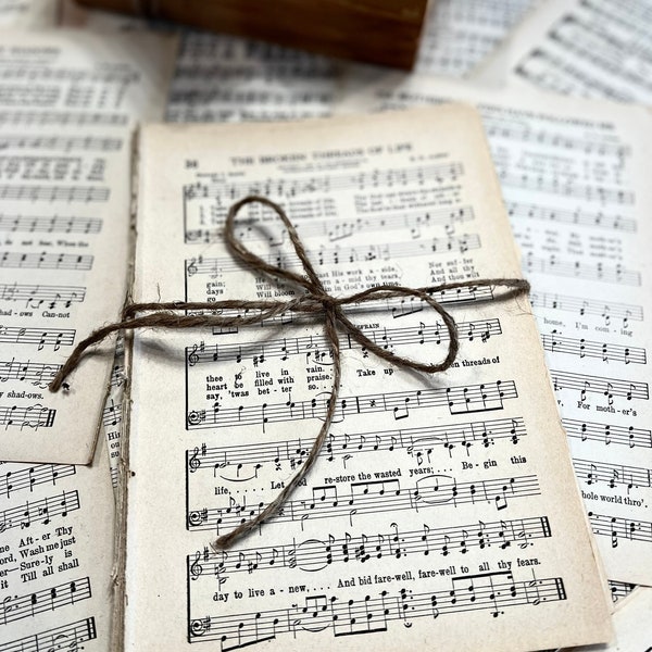 Vintage Hymnal Sheet Music, Hymn Sheet Bundle,  Naturally aged hymn pages, Ephemera for Crafting, Scrapbooking, Cards, Journaling etc