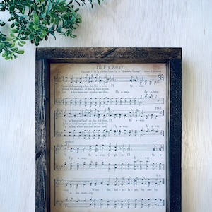 I'll Fly Away Hymn / Framed Church Hymns / Sheet Music/ Hymn Wall Art / Religious Gifts / Sympathy Gift / Encouragement Gifts