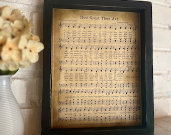 How Great Thou Art Hymn / Framed Church Hymn / Music Sheet/ Church Hymns / Religious Gifts / Sympathy Gift / Encouragement Gifts