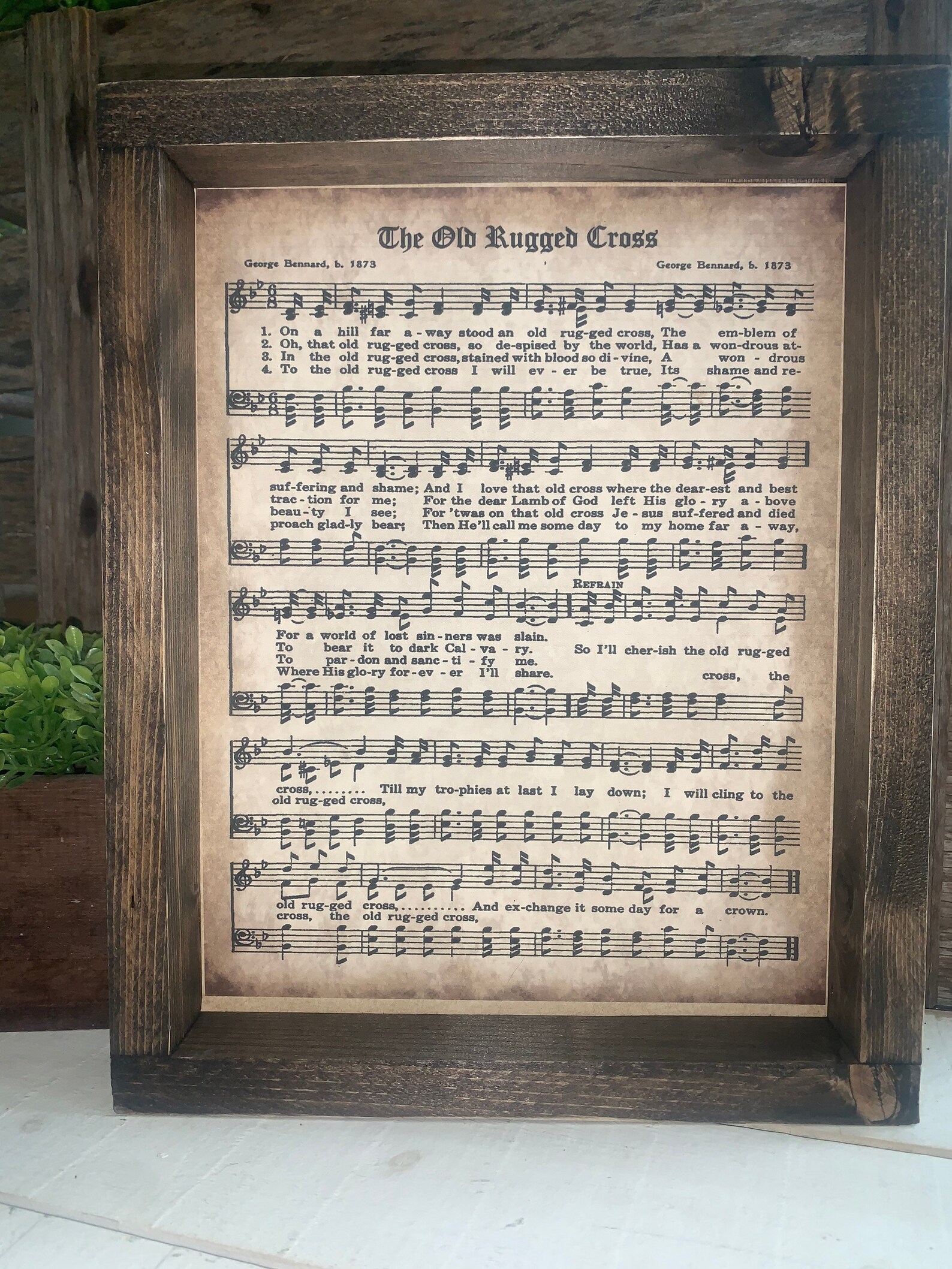 Framed Hymns // The Old Rugged Cross// Hymn Décor Etsy