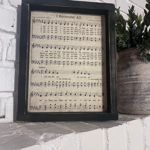 I Surrender All Print / Framed Church Hymn / Music Sheet/ Church Hymns / Religious Gifts / Sympathy Gift / Encouragement Gifts