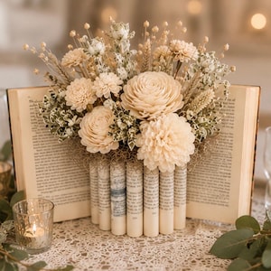Wedding Guest Book Table Decor | Rustic Book Centerpiece | Wood Flower Arrangement | Bridal Shower Decor | Wedding Reception Centerpiece