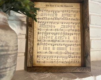 Il suo occhio è sul passero / Inno della chiesa incorniciato / Regali religiosi / Regalo di simpatia / Regalo di incoraggiamento / Arte da parete cristiana / Arredamento della chiesa