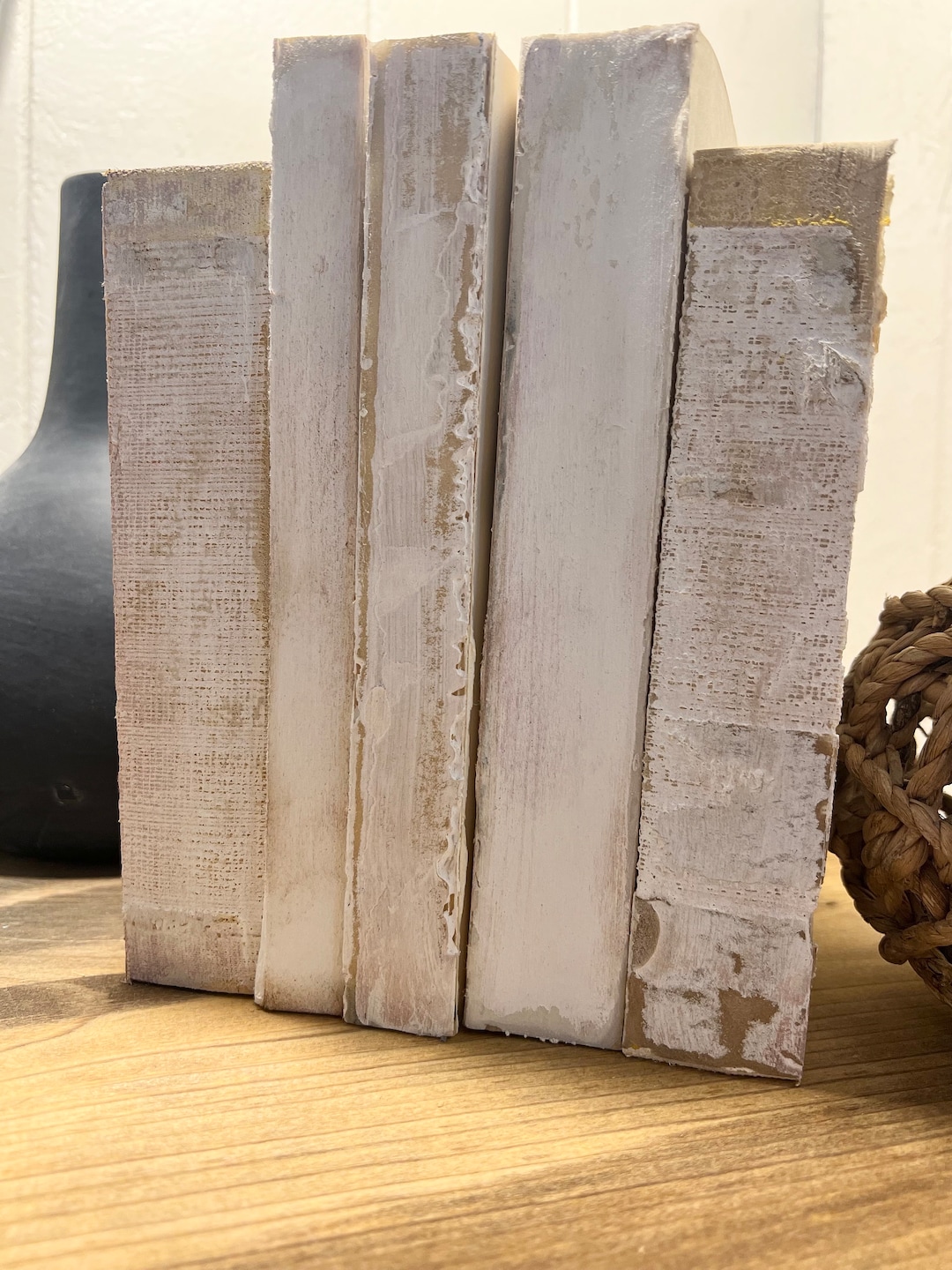 Shabby Chic Stacked Books, Neutral Book Decor, Rustic Books, Boho Decor ...