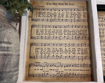 It Is Well with My Soul / Framed Hymns / Music Sheet/ Church Hymns / Religious Gifts / Sympathy Gift / Encouragement Gifts