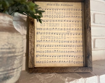 Grande è la tua fedeltà Inno / Inno incorniciato / Spartito musicale / Inni della chiesa / Regali religiosi / Regalo di simpatia / Regali di incoraggiamento