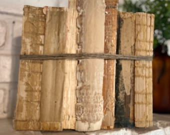Vintage books, neutral book decor, rustic books, coffee table decor, french farmhouse books,  decorative books, bookshelf staging