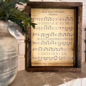 Jesus Loves the Little Children / Church Hymn / Hymn Wall Art / Christian Gift  / Baby Gift / Nursery Art / Childrens Hymns