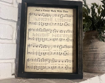 Just a Closer Walk With Thee / Framed Church Hymns / Music Sheet/ Church Hymns / Religious Gifts / Sympathy Gift / Encouragement Gifts