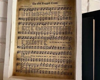 The Old Rugged Cross Hymn / Framed Church Hymns / Music Sheet/ Church Hymns / Religious Gifts / Sympathy Gift / Encouragement Gifts