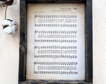 Day by Day / Framed Church Hymns / Music Sheet/ Church Hymns / Religious Gifts / Sympathy Gift / Encouragement Gifts