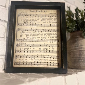 Jesus Paid It All Print / Framed Church Hymns / Music Sheet/ Church Hymns / Religious Gifts / Sympathy Gift / Encouragement Gifts