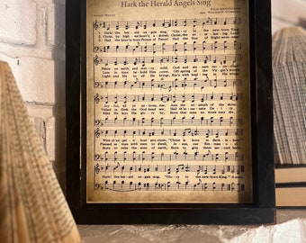 Hark the Herald Angels Hymn / Framed Christmas Hymn / Rustic Christmas Decor / Christmas Gift / Christmas Decor/ Christmas Carol /