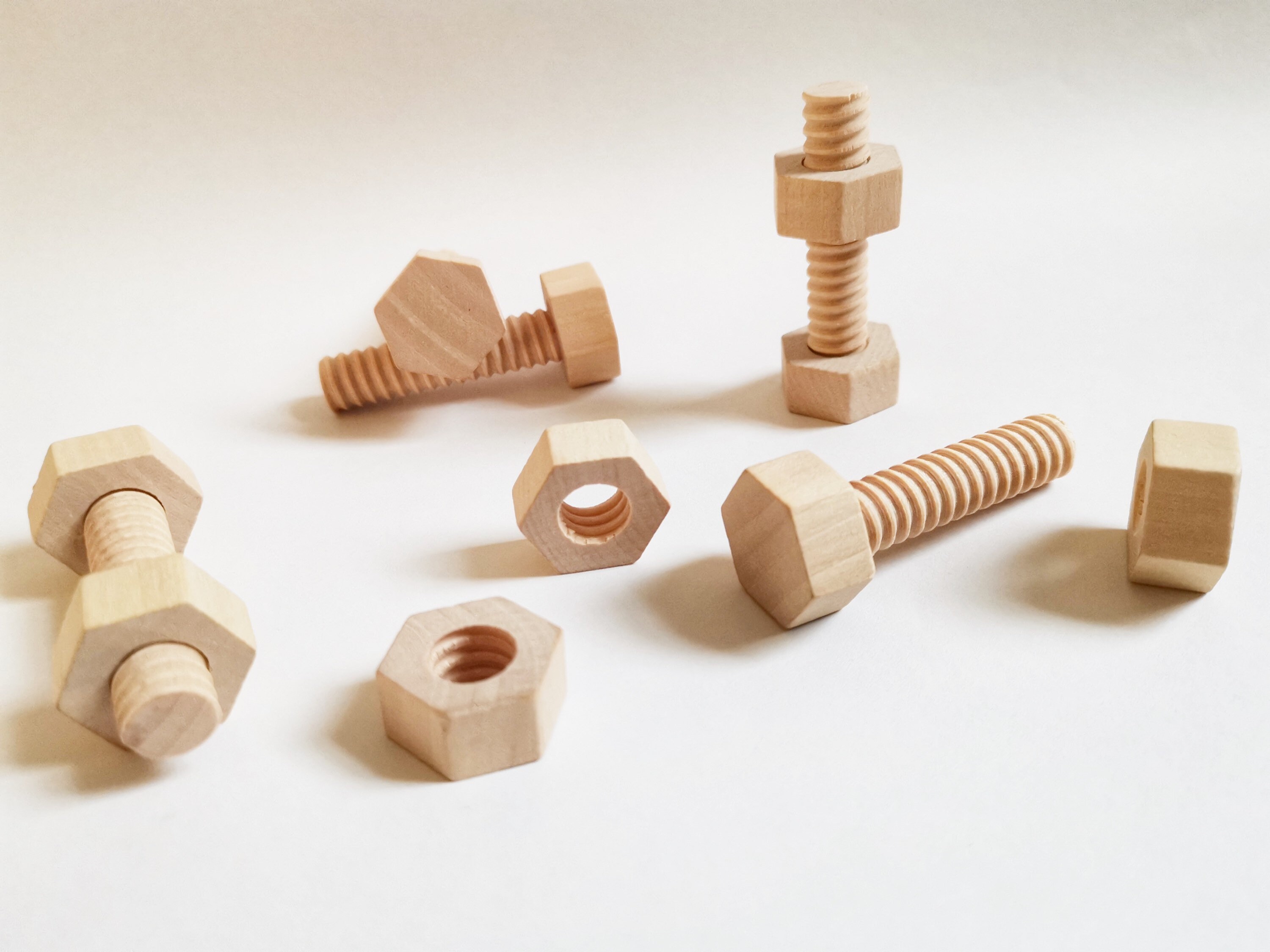 Montessori Assembling Wooden Nuts and Bolts 5 Piece Etsy