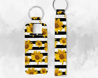 Sunflower Chapstick Holder | Lip Balm Holder | Chapstick Keychain |  Black Lip Balm Holder | Keychain | Wristlet | Key Accessories | Wrist