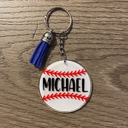 Personalized Baseball Keychain Etsy