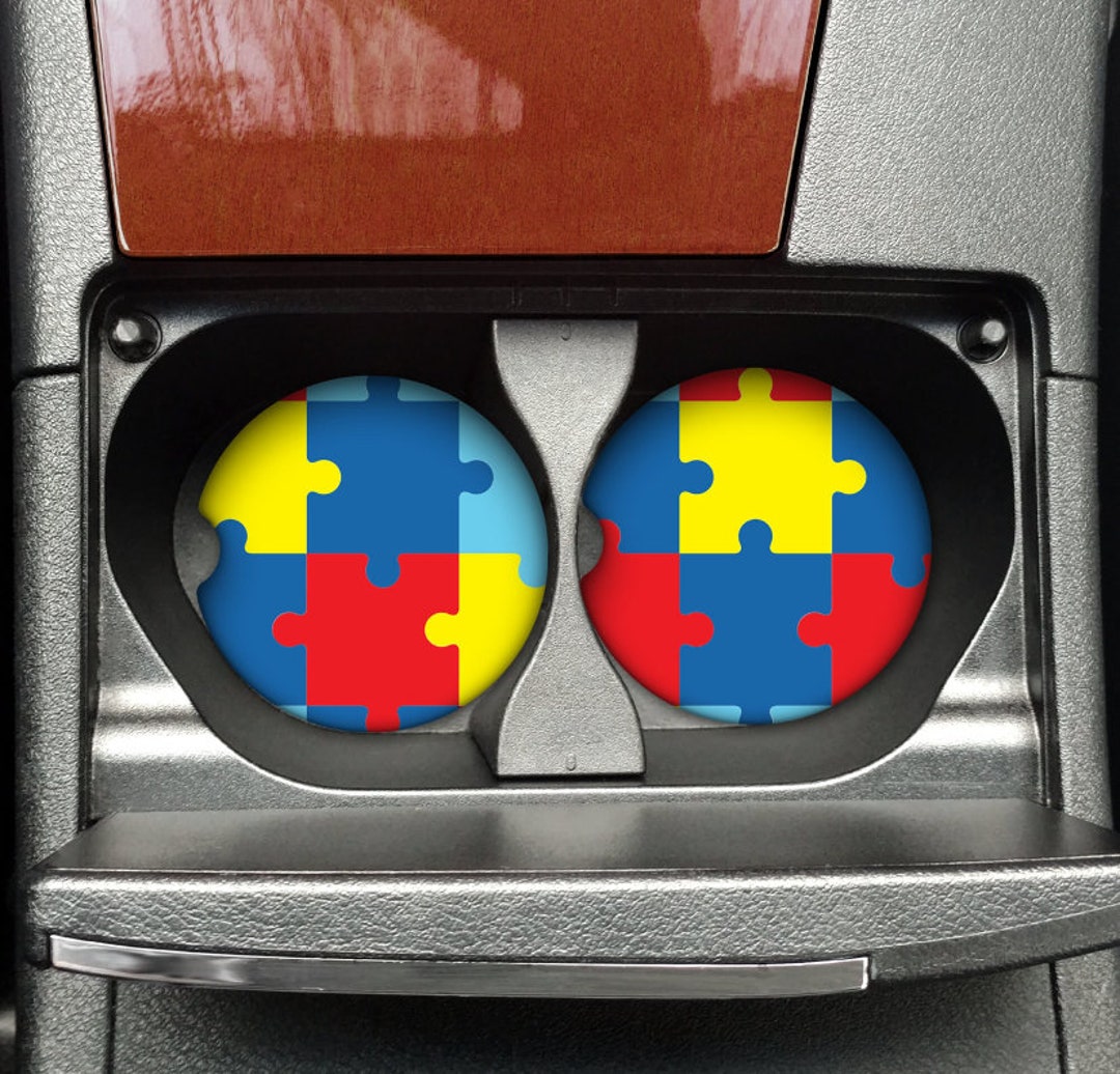 Autism Car Coaster Puzzle Pieces Vehicle Drink Holder Supportive Autism