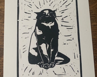 Mog | Linocut Cat Print