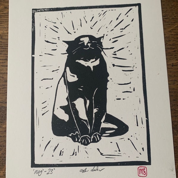 Mog | Linocut Cat Print